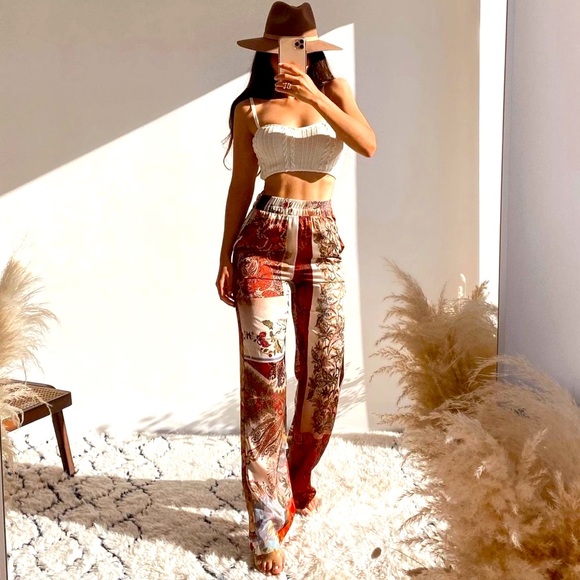 LAST ONE🔥Bloggers Fav| ZARA NWT Patchwork Printed Pants - Picture 2 of 16